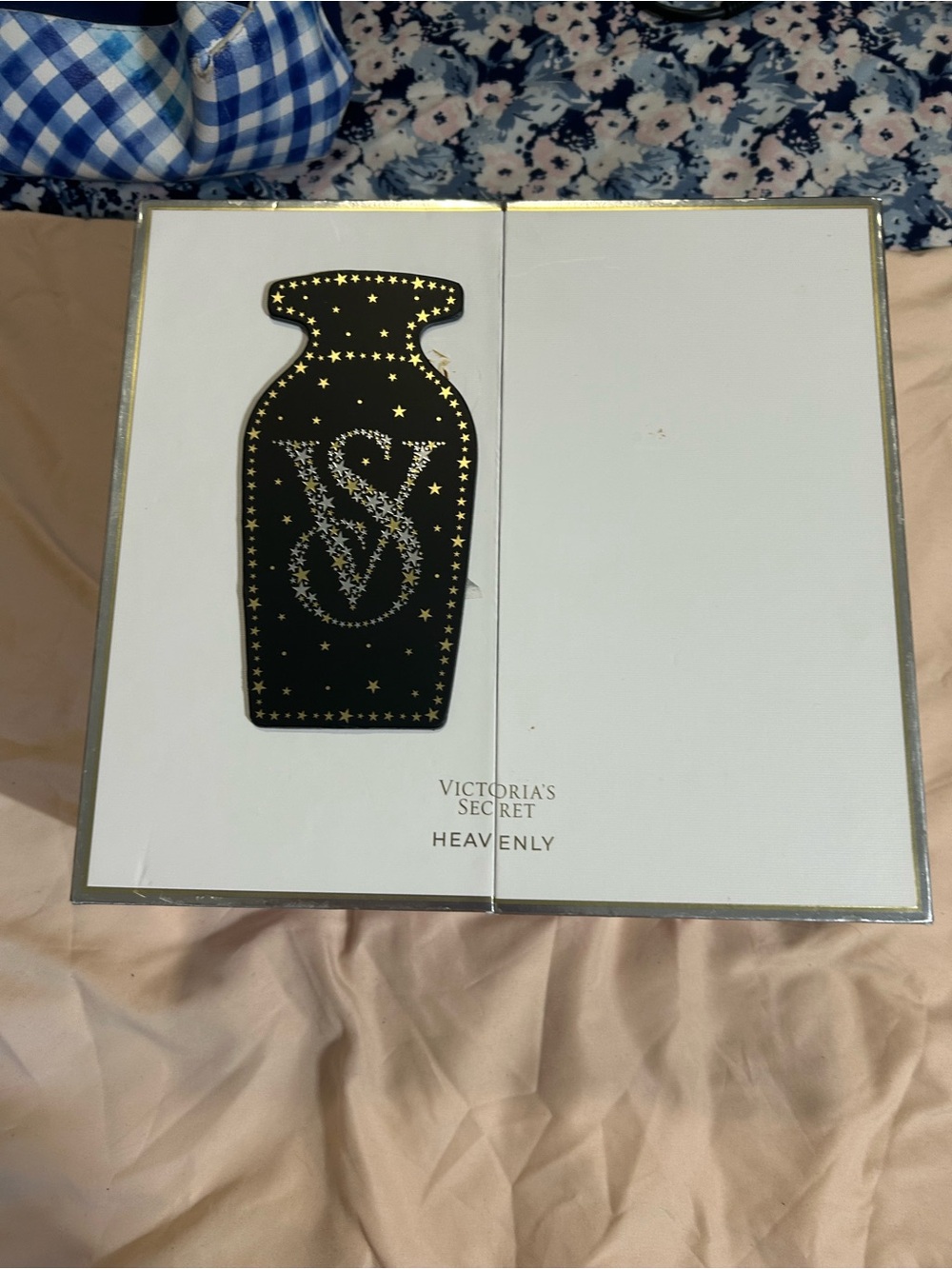 Victoria's Secret White Box with Black and Gold Vase Motif
